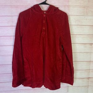 J. Jill Red Corduroy Hooded Pullover Size ST (Small Tall)‎